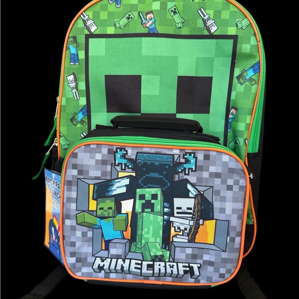 Bioworld Minecraft Creeper Backpack and Detachable Lunch Bag Set 2pc
